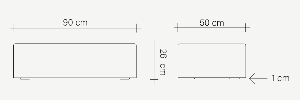 Ławka dębowa bobo no 1 rysunek wymiarowy