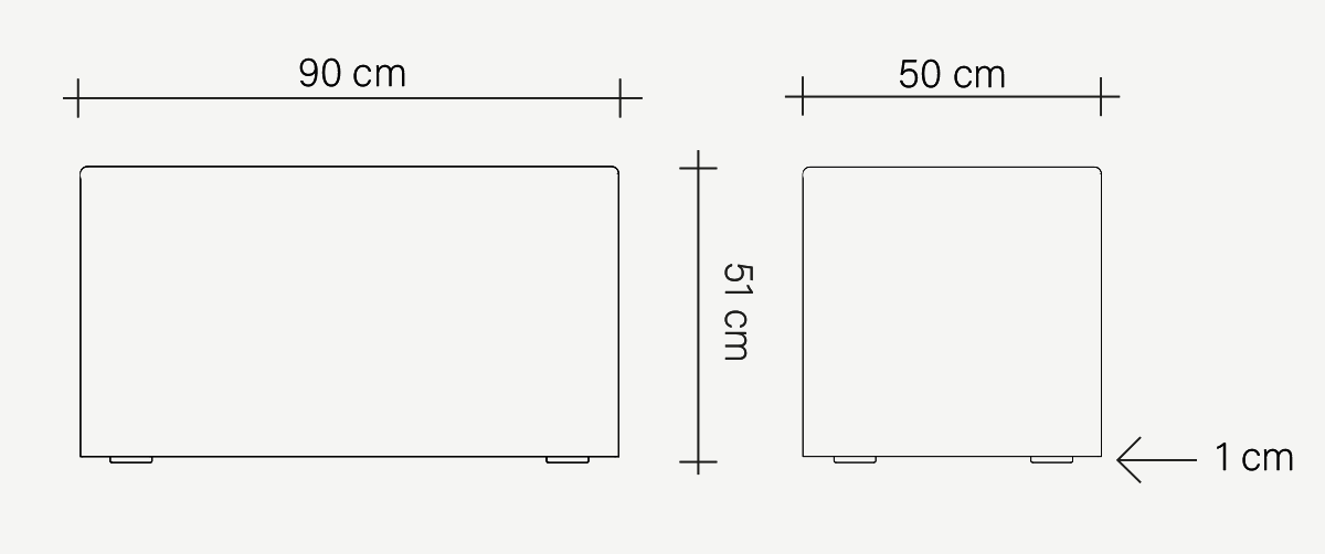 Ławka dębowa Bubo No. 2 rysunek wymiarowy wymiary
