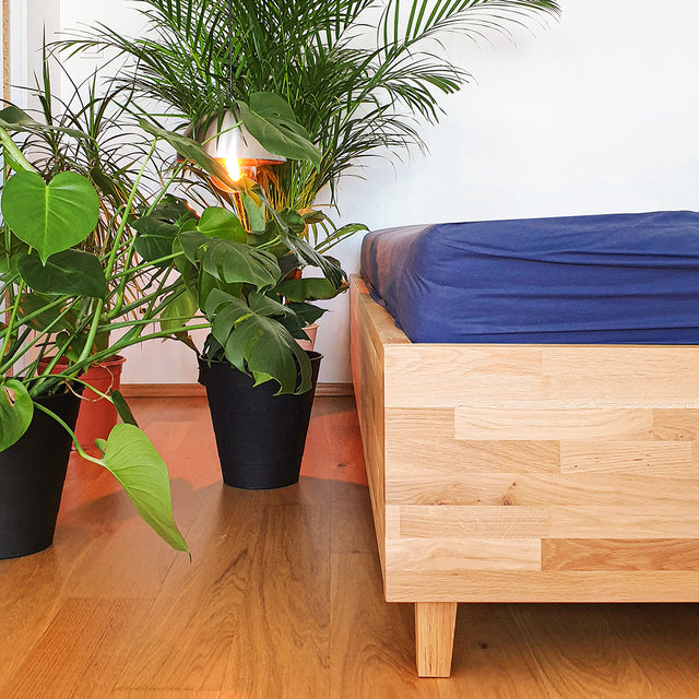 Łóżko dębowe z pojemnikiem Flat 6