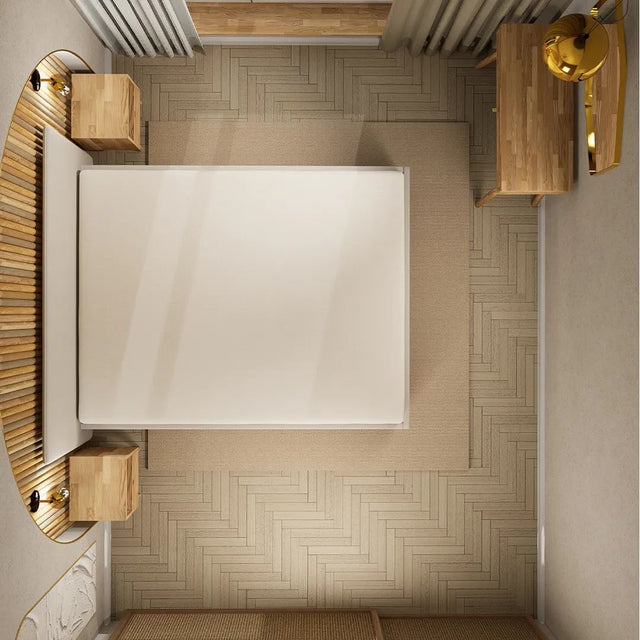 Łóżko tapicerowane z pojemnikiem w materiale len plecionka naturalne barwy 9