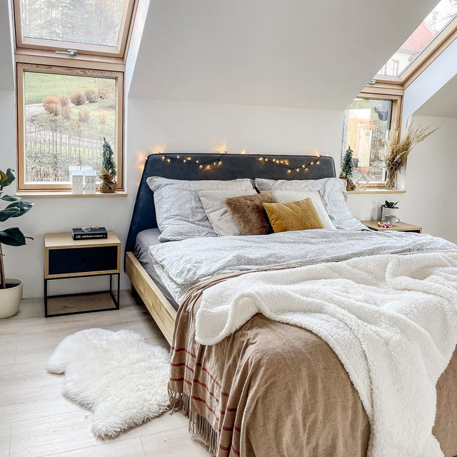 Łóżko do sypialni w stylu japońskim azjatycka sypialnia minimalistyczna japandi 4