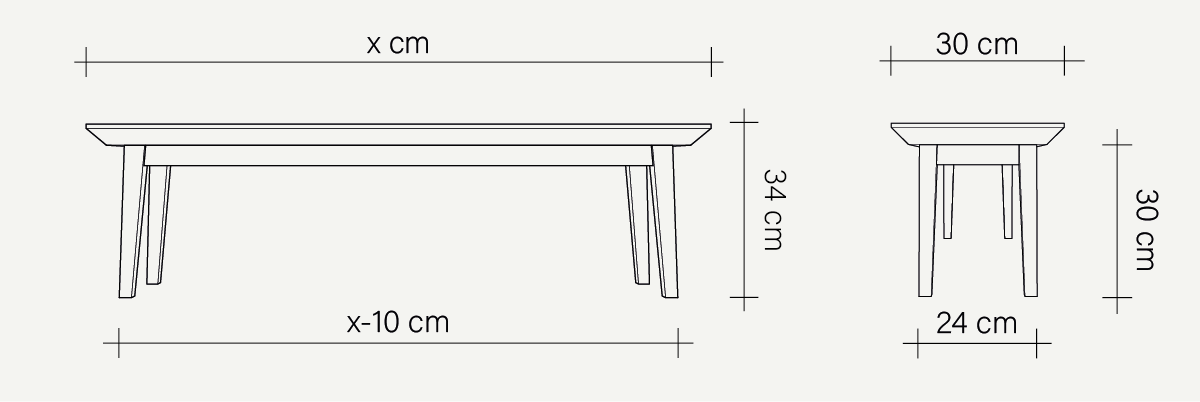 Ławka dębowa Bench No. 2 - wymiary