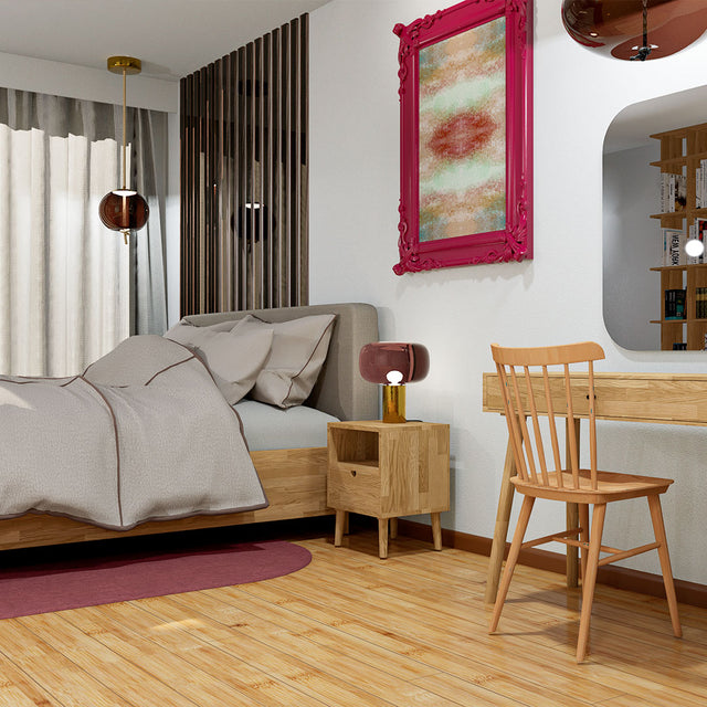 Łóżko z drewnianą ramą z litego dębu z pojemnikiem na pościel More 5