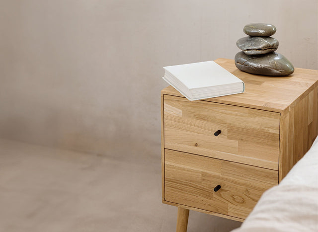 Oak wooden bedside tables nightstands for bedrooms with drawers