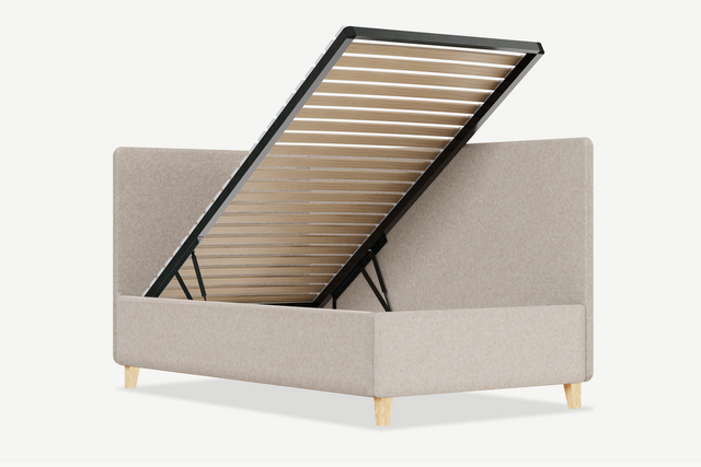 Łóżko tapicerowane dla dziecka z pojemnikiem Puki