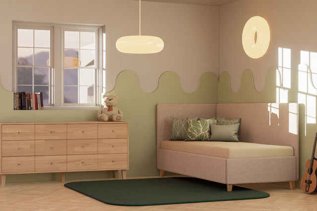 Łóżko tapicerowane dla dziecka z pojemnikiem Puki