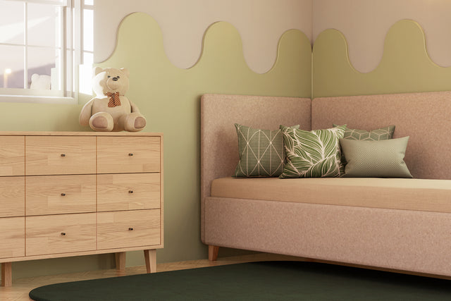 Łóżko tapicerowane dla dziecka z pojemnikiem Puki