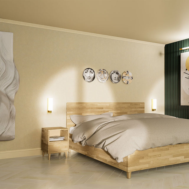 Łóżko drewniane dębowe ze skrzynią na pościel z pojemnikiem do przechowywania 8